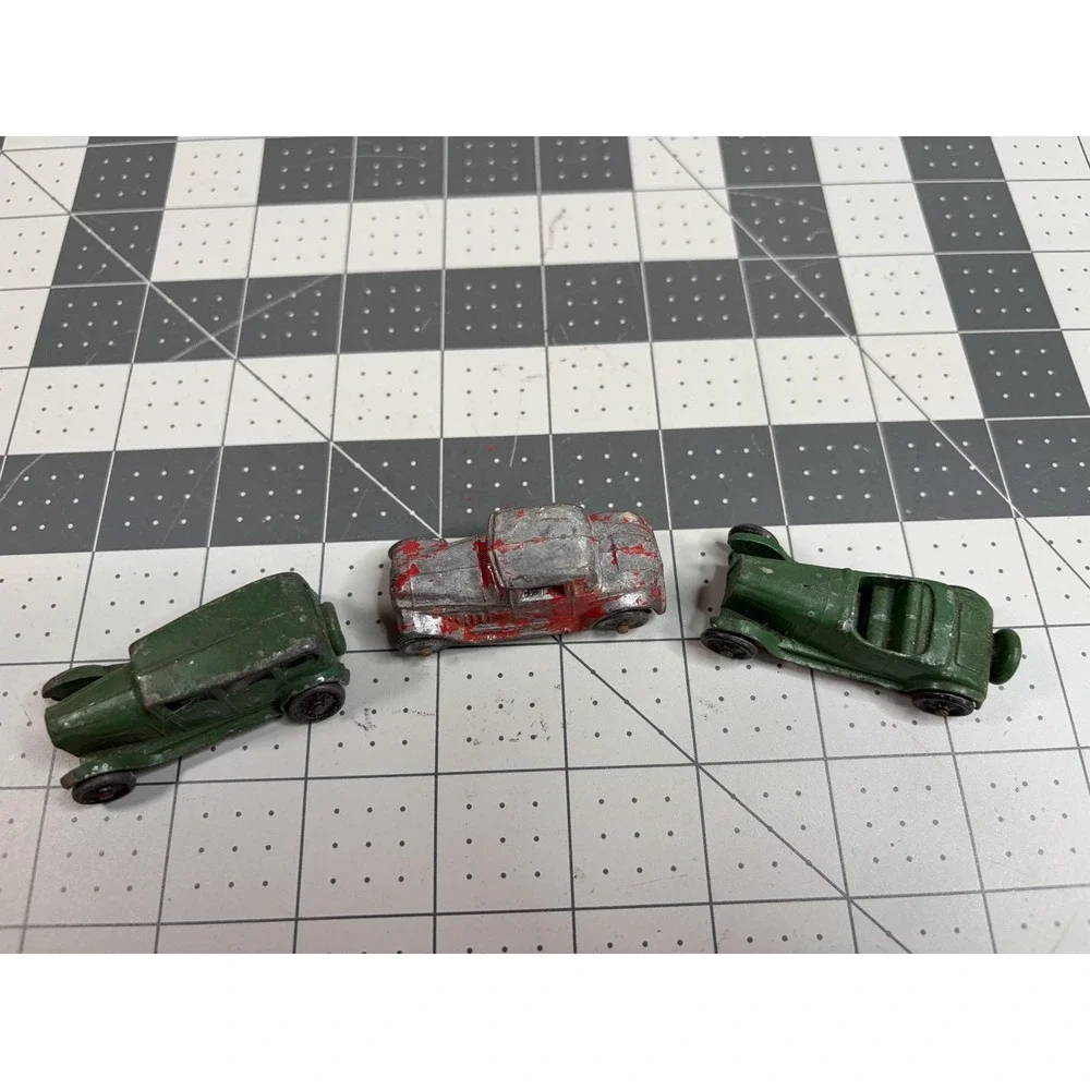 Lot of 3 Vintage 1940's Diecast Slush Metal Toy Cars TootsieToy Barclay